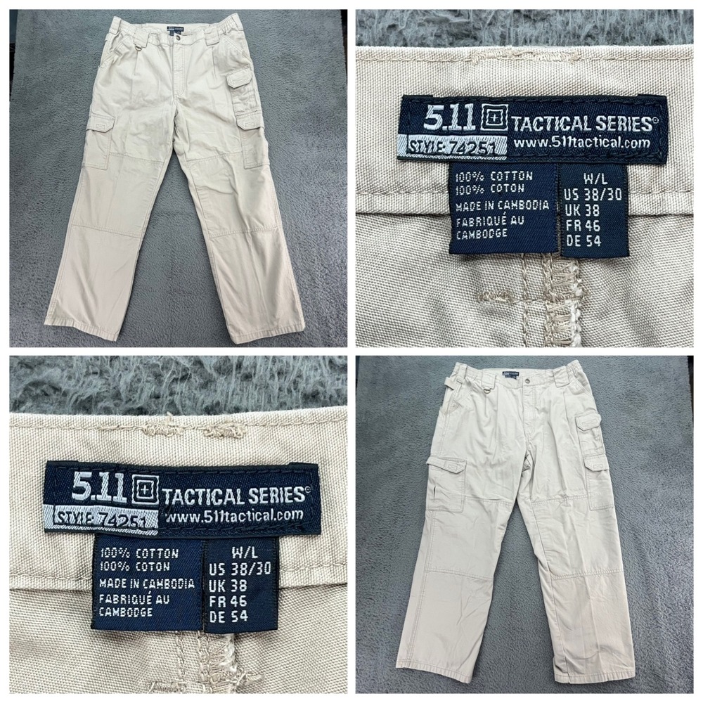 2 pair 5.11 Tactical Series Cargo Pants Style 74251 Khaki Mens US 38/30 Cotton